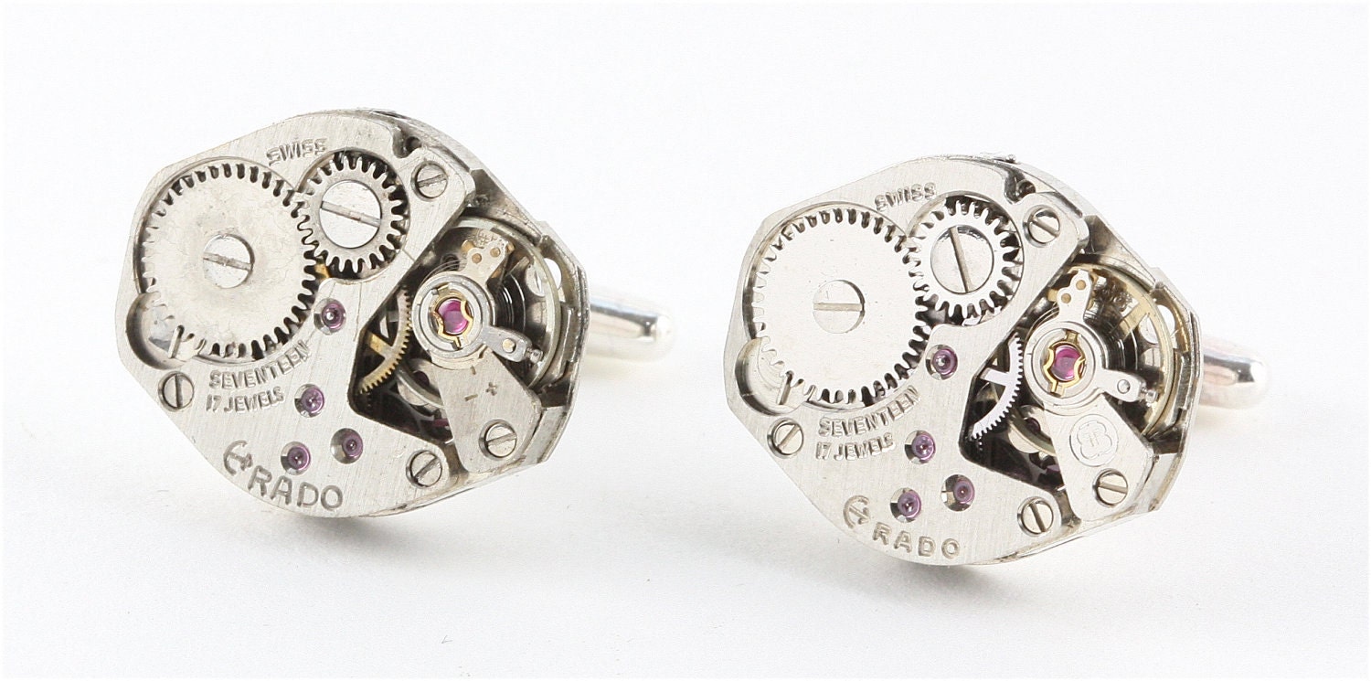 Steampunk Cuff Links - Sterling Silver Edition