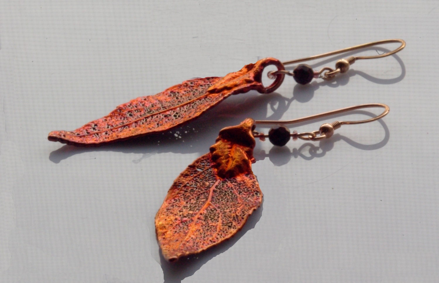 Copper Colored Laurel Leaf Earrings