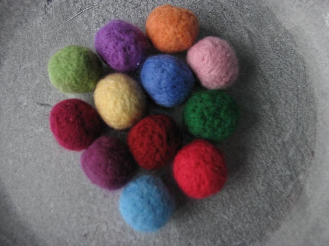 Felted eggs rainbow colors set of 12