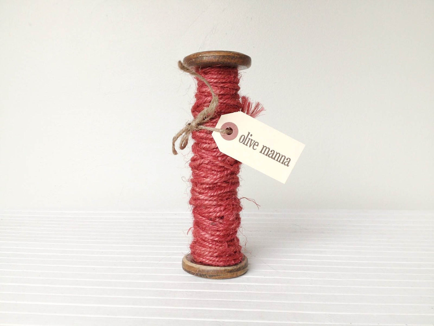 Hand Dyed Jute on a Vintage Spool - RED