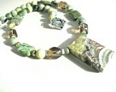 Mushroom Jasper pendant with yellow Turquoise 234