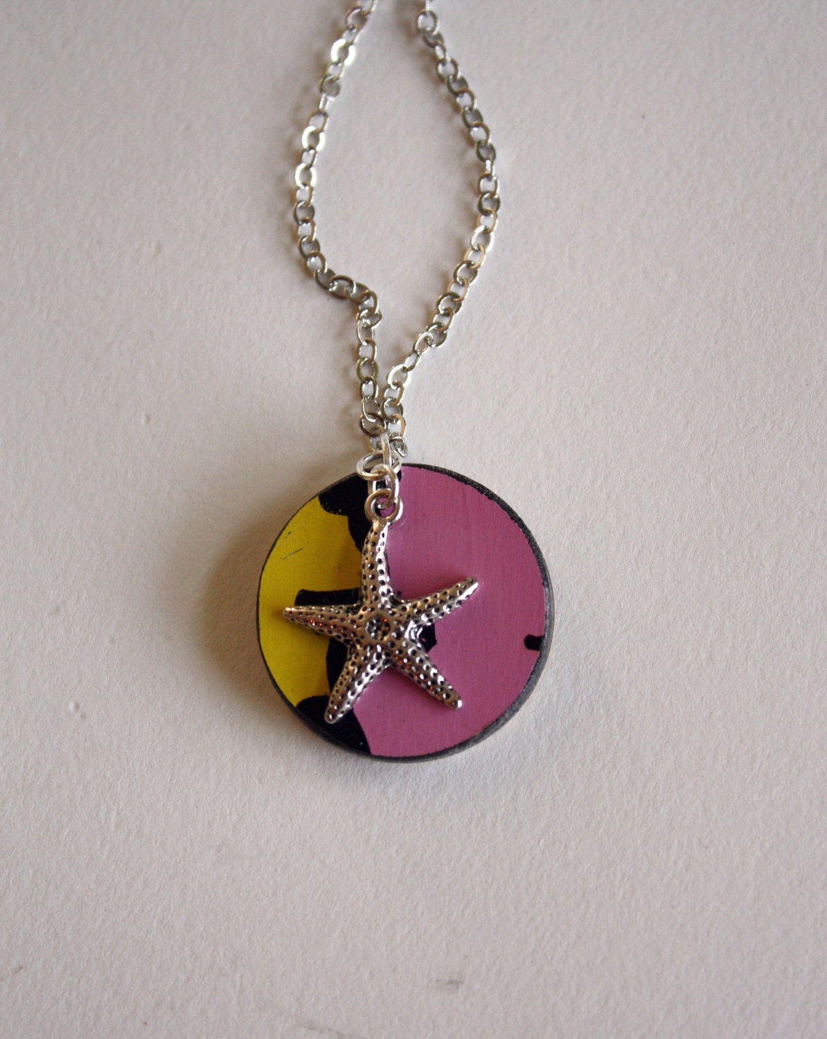 Recycled Skateboard  Mini Bling Dot Necklace-Summer Star Love