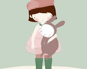 Baby and Bunny - French Style - Romantic - Children's Book - Illustration