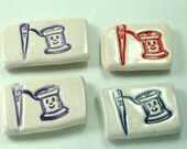 Needle  & Thread Set of 4 Magnets Stoneware