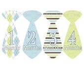 Baby Month Stickers Baby Boy Monthly Onesie Stickers Blue Brown Green Argyle Preppy Tie Month Stickers Baby Shower Gift Photo Prop Nelson