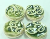Green Fleur Design Magnets 4 Stoneware