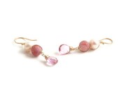 Earrings Sweet Lilac Gold Mystic Quartz Agate Pearls and Gold Vermeil - Pink Petticoats Ooak