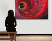 CHASiNG THE DRAGON original abstract modern painting - gallery fine art - contemporary interior design - ooak home wall decor - red black