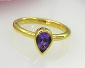 14K yellow gold over sterling silver purple amethyst ring - READY TO Ship