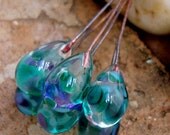 SEASCAPE DROP Head Pins - Set of 6  Handmade Lampwork Head Pins