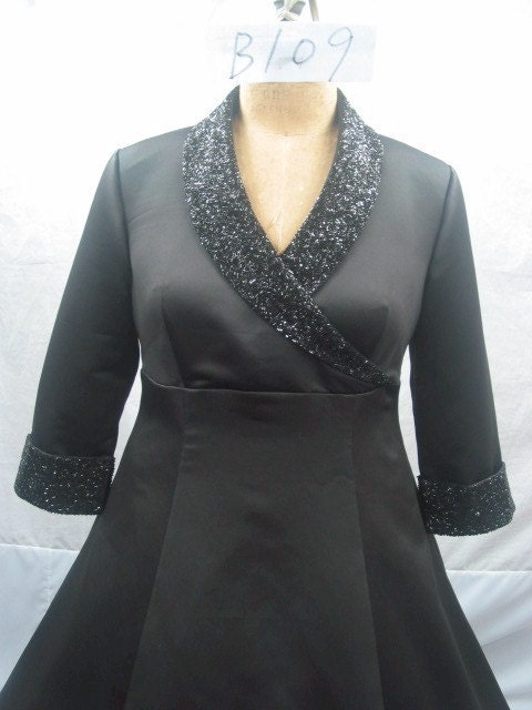 Style B109 - Black Ball Gown - 3/4 Long Sleeve Dress - PLUS SIZE Evening Wear