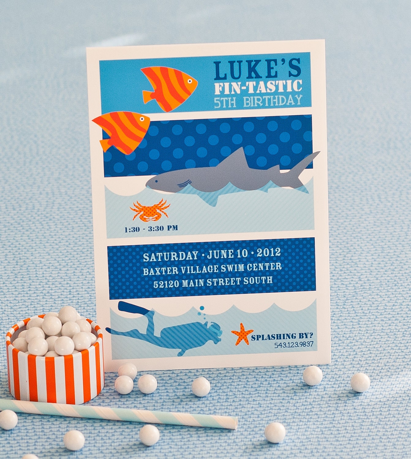 SHARK Birthday Party Invitation - Pool or Beach Shark Party Invitation - Customized Printable Under the Sea Invitation