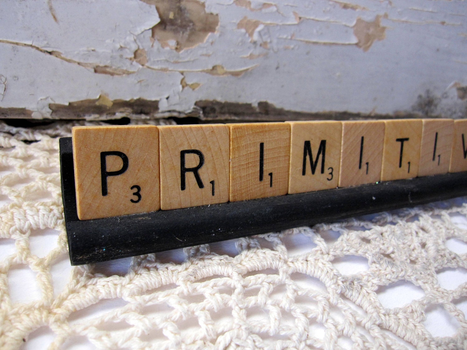 Primitive Sign, Scrabble, Mini, Small, Wood, Distressed Prim Black, cssteam, ofg team