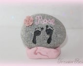 Precious Prints Keepsake Pebble for Baby GIRL (custom painted and personalized)