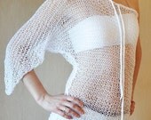 White  One Shoulder Knit Summer Blouse / Women's Clothing / Kimono Top  / Summer Tank top / - AlizeyClothing