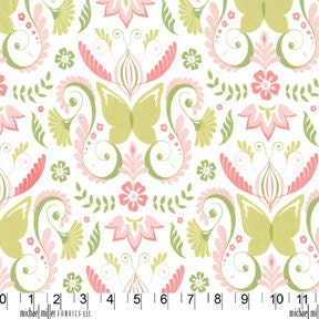 Butterfly Damask in Bloom, Bella Butterfly fabric, Patty Sloniger for Michael Miller, 1 Fat Quarter