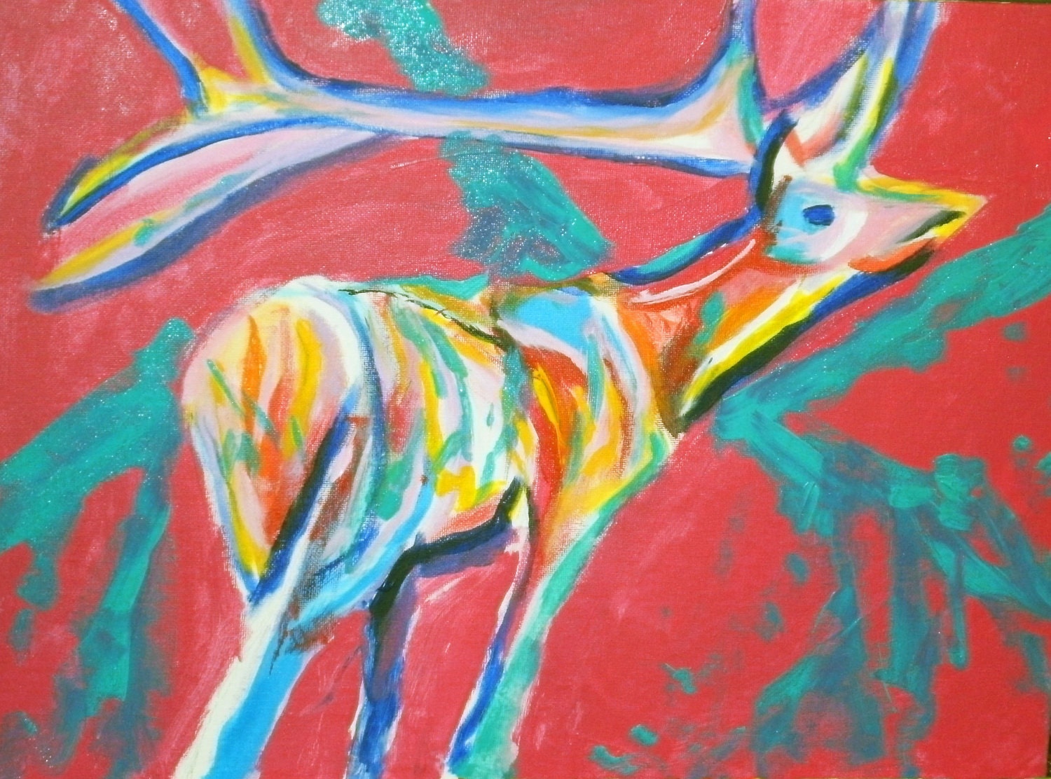 A Friendly Elk 16X12 painting on acrylic canvas  board