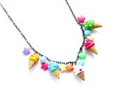 Ice-cream explosion - colorful polymer clay charm necklace