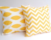 Decorative pillow covers set of two 20" x 20" yellow chevron and chipper - ThePillowPeople