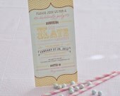 CHEVRON Bridal SHOWER or BACHELORETTE Invitation - Vintage Pink and Gold Chevron Printable Invitation - Customized Printable 4x8 Invitation