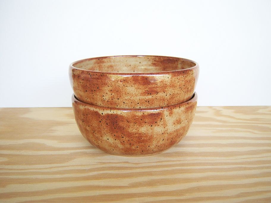 Ceramic Soup Bowls in Shino Glaze Set of 2
