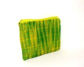Small Zipper Pouch - Green, Yellow, Gold Metallic Plaid