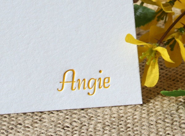 Letterpress Personal Name, Customized Note Card Set
