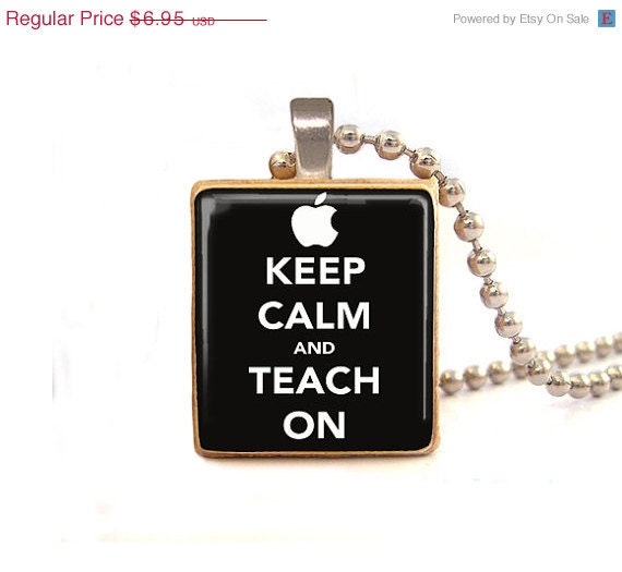 Keep Calm and Teach On scrabble tile jewelry , Teach on Scrabble tile pendant - Buy 3 Get 1 free
