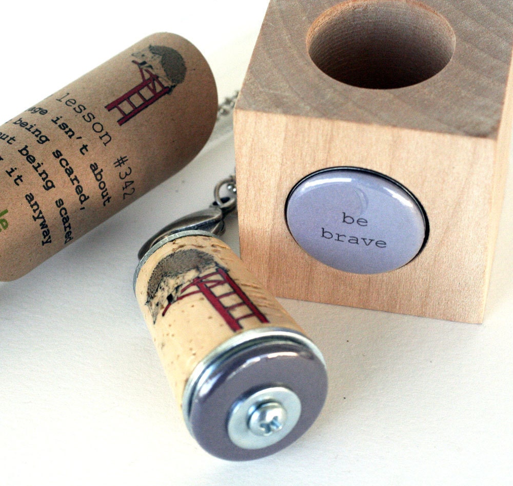 Hedgehog Necklace - Upcycled Cork in Test Tube - BE BRAVE by Uncorked