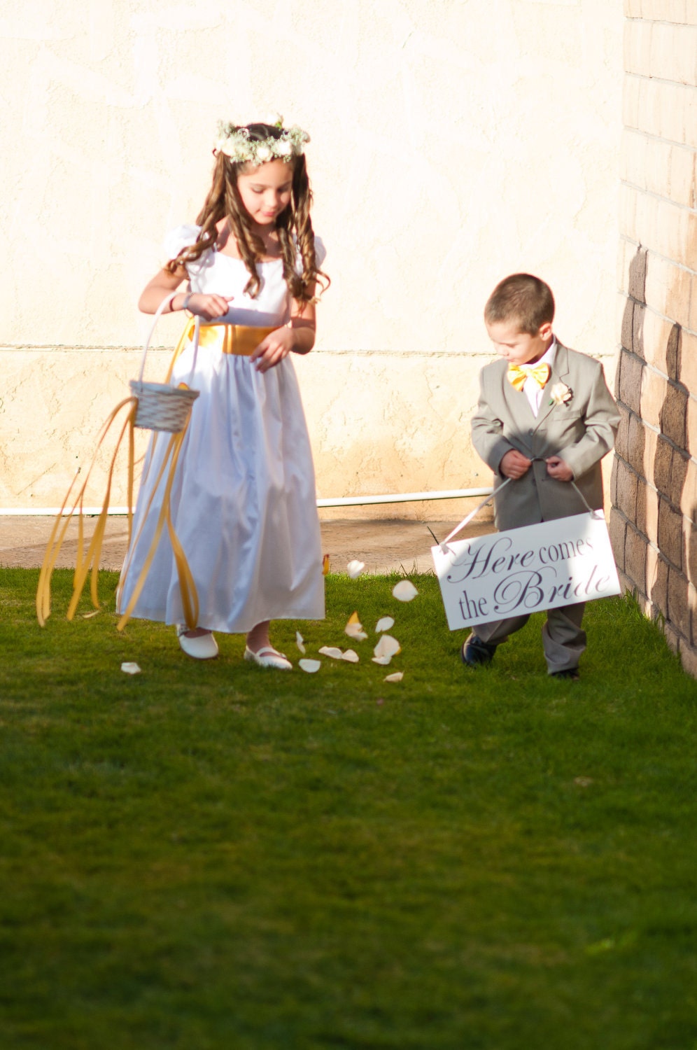 Wedding Photo Prop Here Comes The Bride/Happily Ever After   Double Sided Wooden Board Great for Weddings
