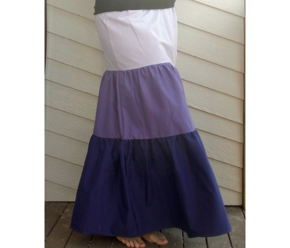 Long Tiered Skirt in Shades of Purple - S/M/L