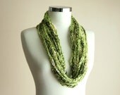 Crochet Chain Necklace in Shades of Green - Women and Teens Accessories - Spring Fashion