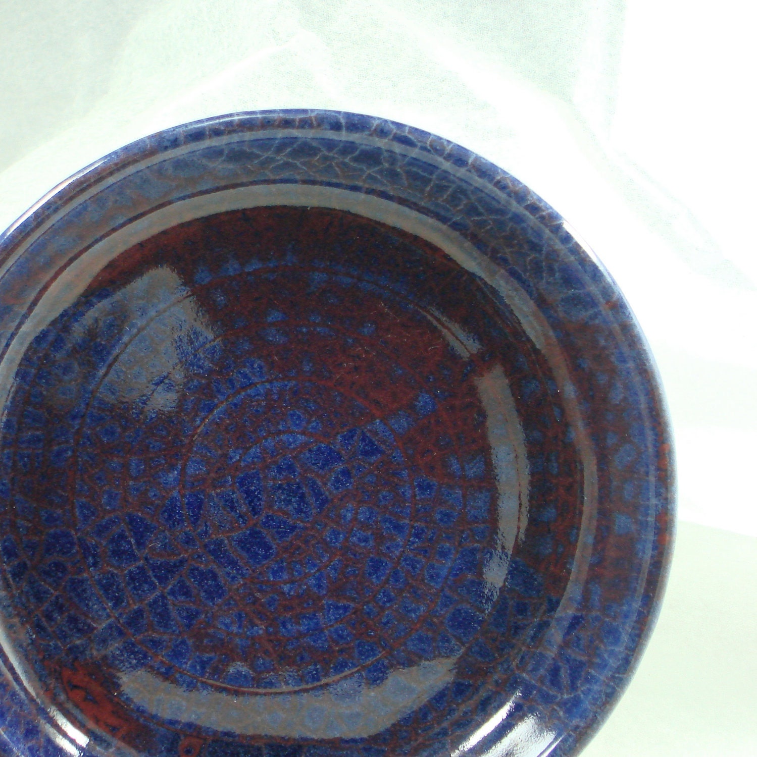 Plate for Tapas Snacks or Soap Dish Spoon Rest Coaster in Purple Crackle Glaze
