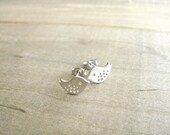 Tiny Bird Earrings in Silver - Baby bird, baby sparrow