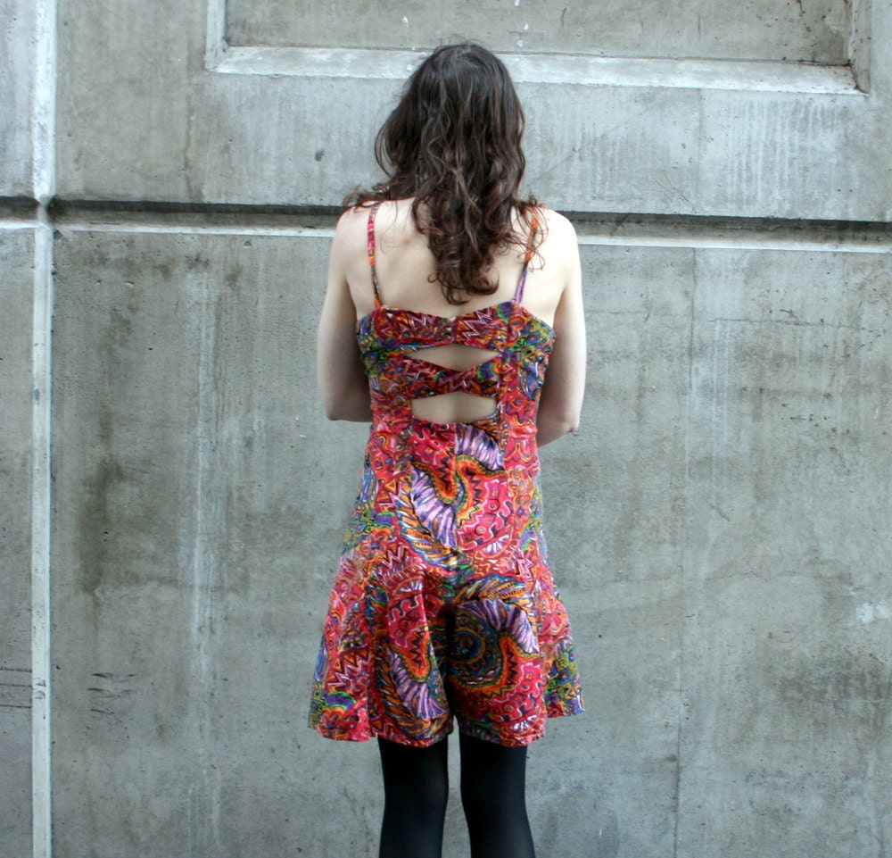 ABSTRACT CUTOUTS Romper - 80s- medium to large