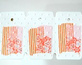 13 Embossed Washi Tape Tags Floral Orange