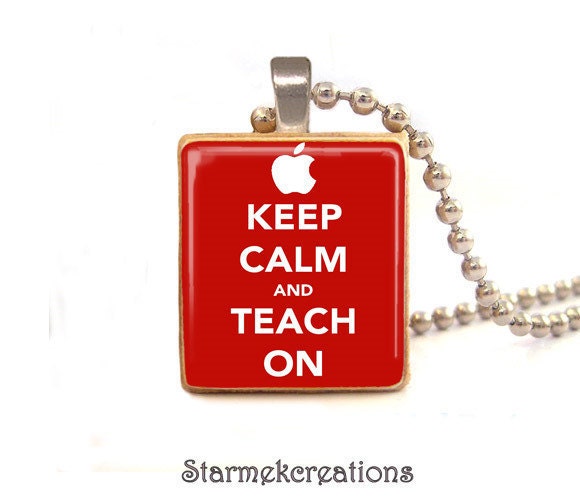 Keep Calm and Teach On scrabble tile pendant , Teacher scrabble tile jewelry  -  Sale  Buy 3 Get 1 free