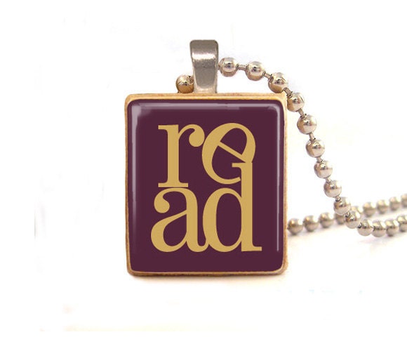 READ Scrabble tile pendant , Read necklace pendant , read scrabble tile jewelry
