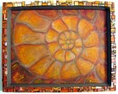 Orange Nautilus Oil Pastel and Mosaic Frame from Marzanne Collaboration