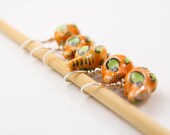 Orange Marching Elephants- Knitting Stitch Markers- Set of 5- Medium