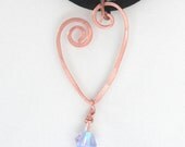 Hand Formed Copper Heart with Swarovski Crystal Dangle
