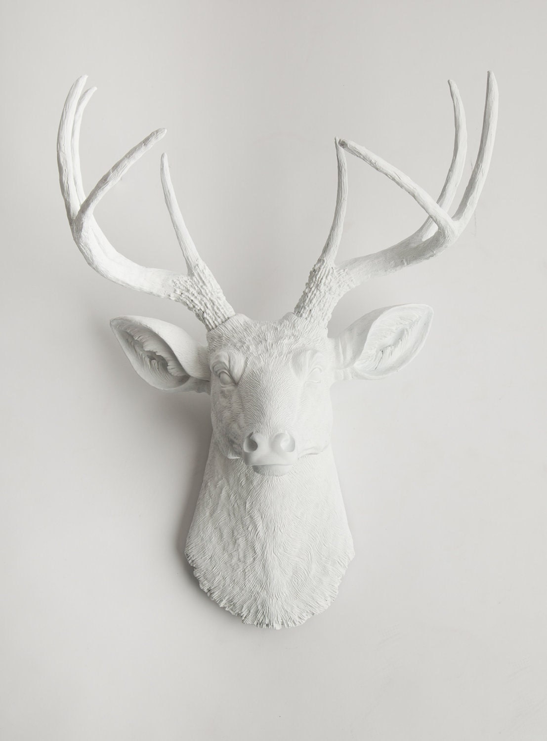 The Templeton - White Resin Deer Head- White Deer Antlers Mounted- Faux Head Wall Mount