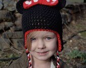Minnie Mouse Crochet Earflap hat