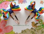 Rainbow Snap Clip small bow Set