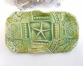 Ceramic Starfish Plate Sponge Holder Sea Star Butter Dish Green