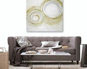 iNFiNiTE original abstract modern painting - gallery fine art - contemporary interior design - ooak home wall decor - white gold circles
