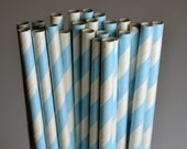 Stripe Light Blue Party Paper Straws - Cake Pop Sticks - Pixie Sticks - Qty 25 Il_170x135