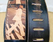 Handmade leather guitar strap - BEATLES ABBEY ROAD