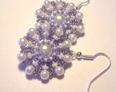 PDF Tutorial for Pearl Flower Earrings...EBW Team...Blue and Pearl...Beadwoven