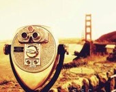 Golden Gate Bridge San Francisco photo "Bridge View"... 8.5 x 11inch Photo. Viewfinder. Bridge. Warm. Gold. red. brown. bay